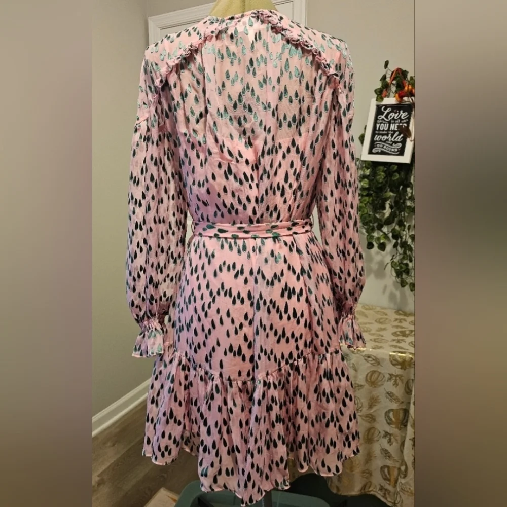 Saloni Pixie Mini Pink and Green Patterned Women's Dress Sz 6 - Picture 7 of 16